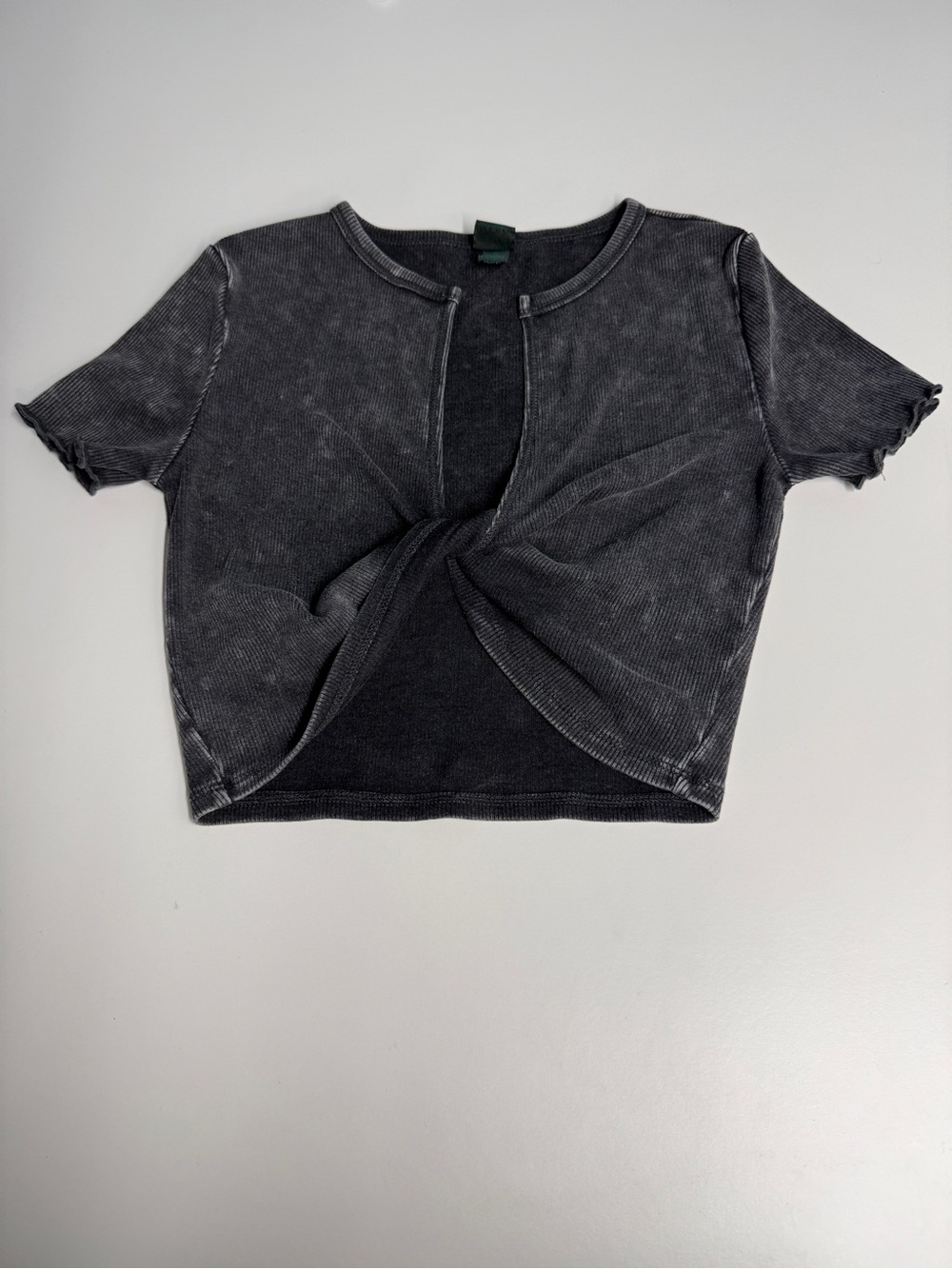 wild fable Washed Black Twist-Knot Crop Top